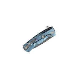 Couteau LionSteel ROK Titanium Bleu Damas -Magasin De Couteaux couteau lionsteel rok titanium bleu damas 1