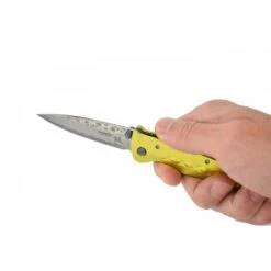 Couteau Mcusta Tsuchi MC-164D Aluminium Jaune Damas -Magasin De Couteaux couteau mcusta tsuchi mc 164d aluminium jaune damas 8