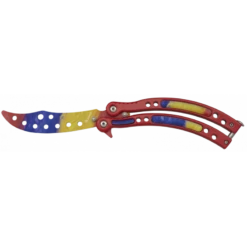 Couteau Papillon D'entraînement Albainox 02170 Rouge, Bleu Et Jaune