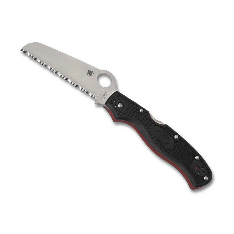 Couteau Spyderco Rescue 3 Thin Red Line Noir à Dents 3 Couteau Spyderco Rescue 3 Thin Red Line Noir à Dents